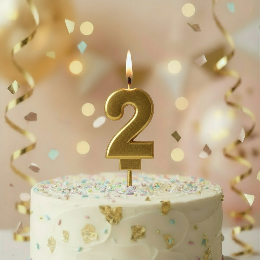 Number "2" Cake Topper Candle - Perfect for Birthday & Anniversary Celebrations
