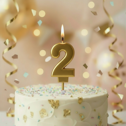 Number "2" Cake Topper Candle - Perfect for Birthday & Anniversary Celebrations