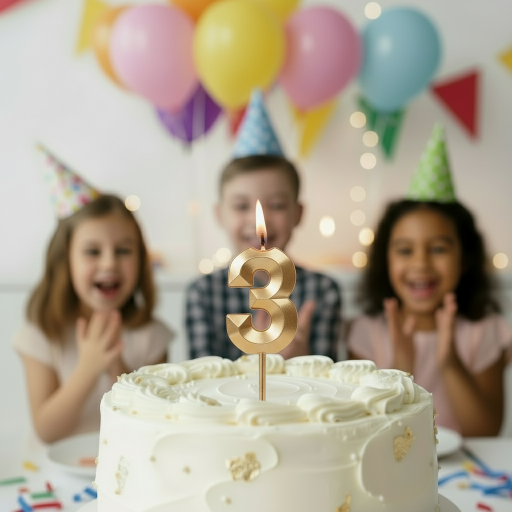 Number "3" Cake Topper Candle - Perfect for Birthday & Anniversary Celebrations