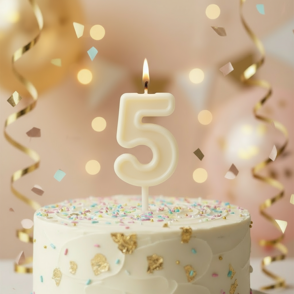 Number "5" Cake Topper Candle - Perfect for Birthday & Anniversary Celebrations