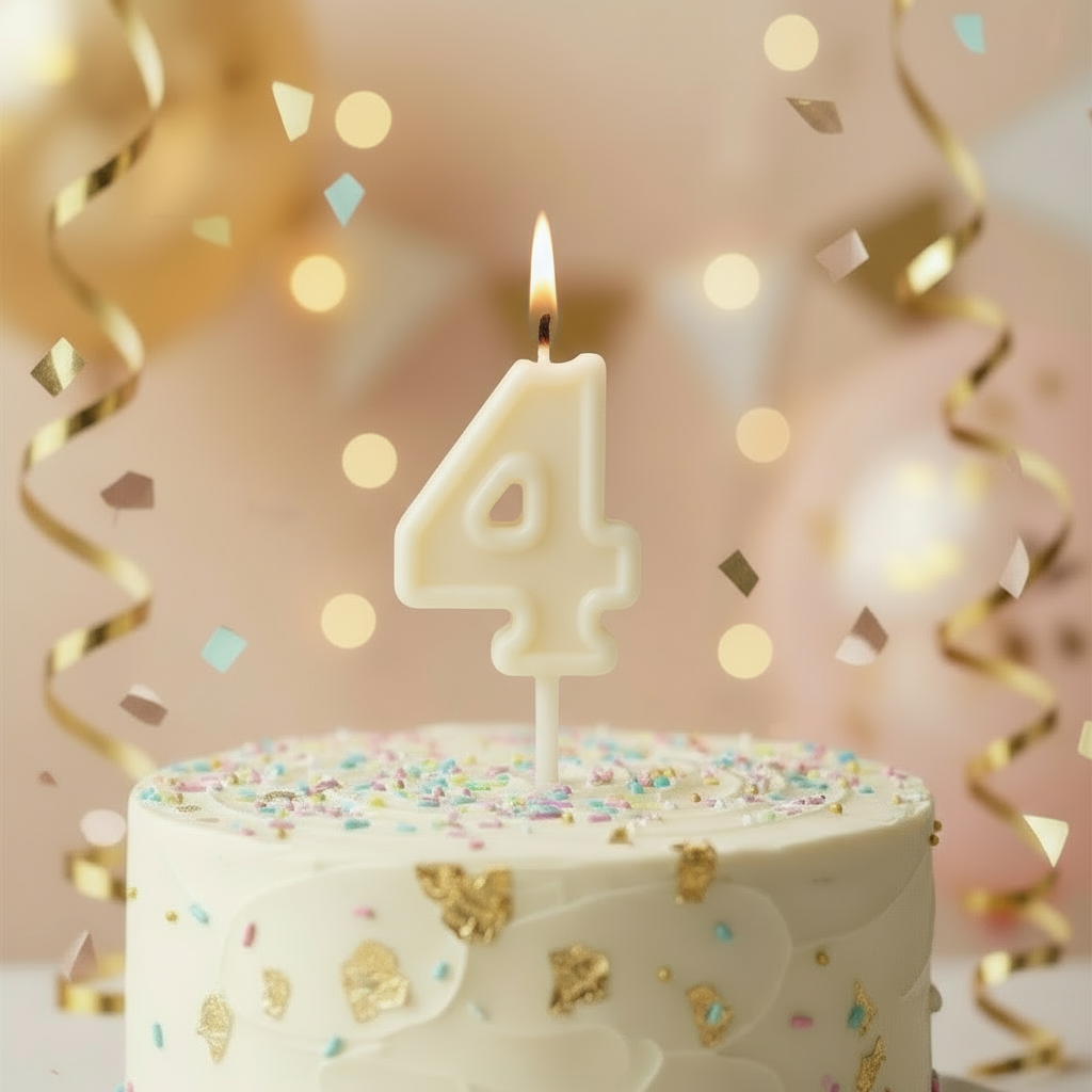 Number "4" Cake Topper Candle - Perfect for Birthday & Anniversary Celebrations