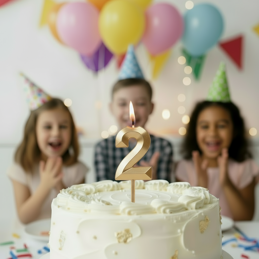 Number "2" Cake Topper Candle - Perfect for Birthday & Anniversary Celebrations