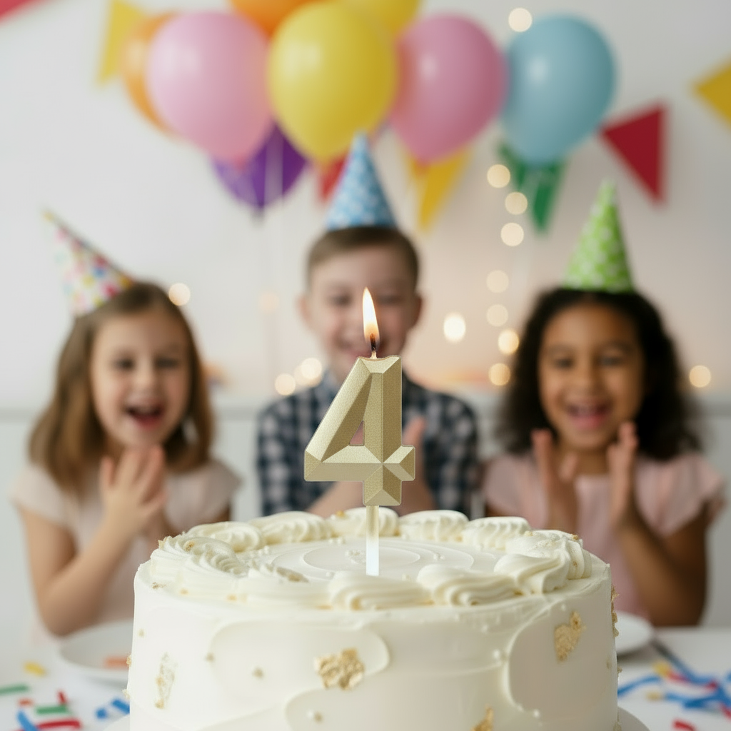 Number "4" Cake Topper Candle - Perfect for Birthday & Anniversary Celebrations