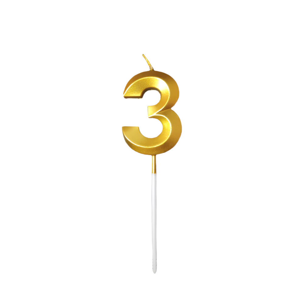 Number "3" Cake Topper Candle - Perfect for Birthday & Anniversary Celebrations