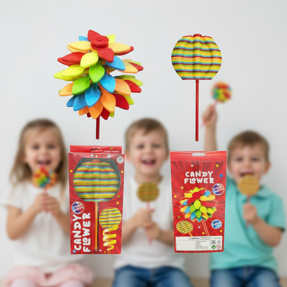 [Random color] Spinning Candy Flower Toy for Kids - Lollipop Shaped Hand Fidget Spinner - Twisting and Rotating Colorful Flower - Stress Buster Gift for Creative