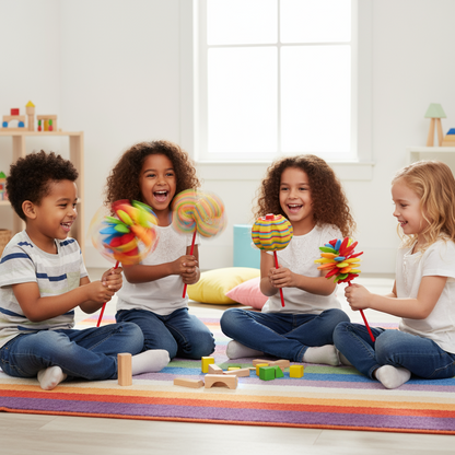 [Random color] Spinning Candy Flower Toy for Kids - Lollipop Shaped Hand Fidget Spinner - Twisting and Rotating Colorful Flower - Stress Buster Gift for Creative