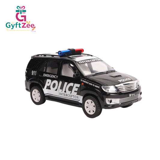 Centy Toys Plastic Police Interceptor Fortune Pull Back Car | Black