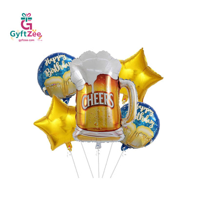 Cheers Beer Glass Balloons Set of 5 - Party decoration