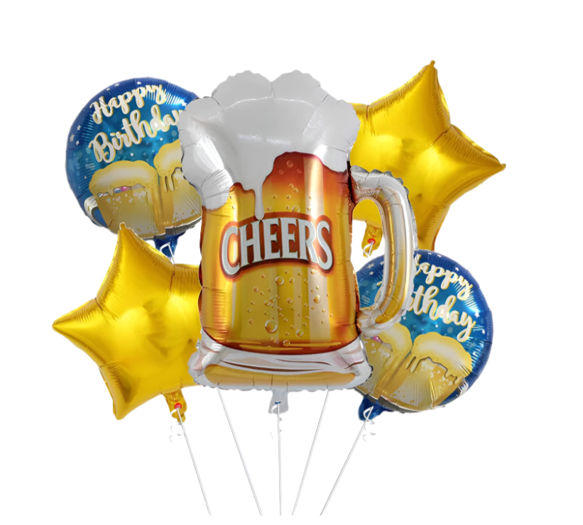 Cheers Beer Glass Balloons Set of 5 - Party decoration