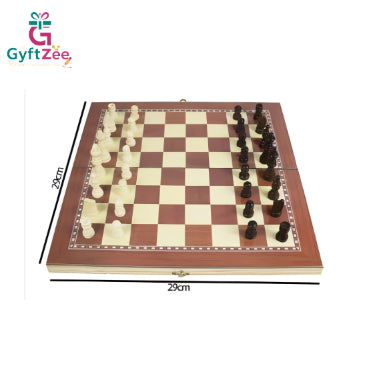 WOODEN CHESS SET 3 in 1 (chess, backgammon, and checkers)