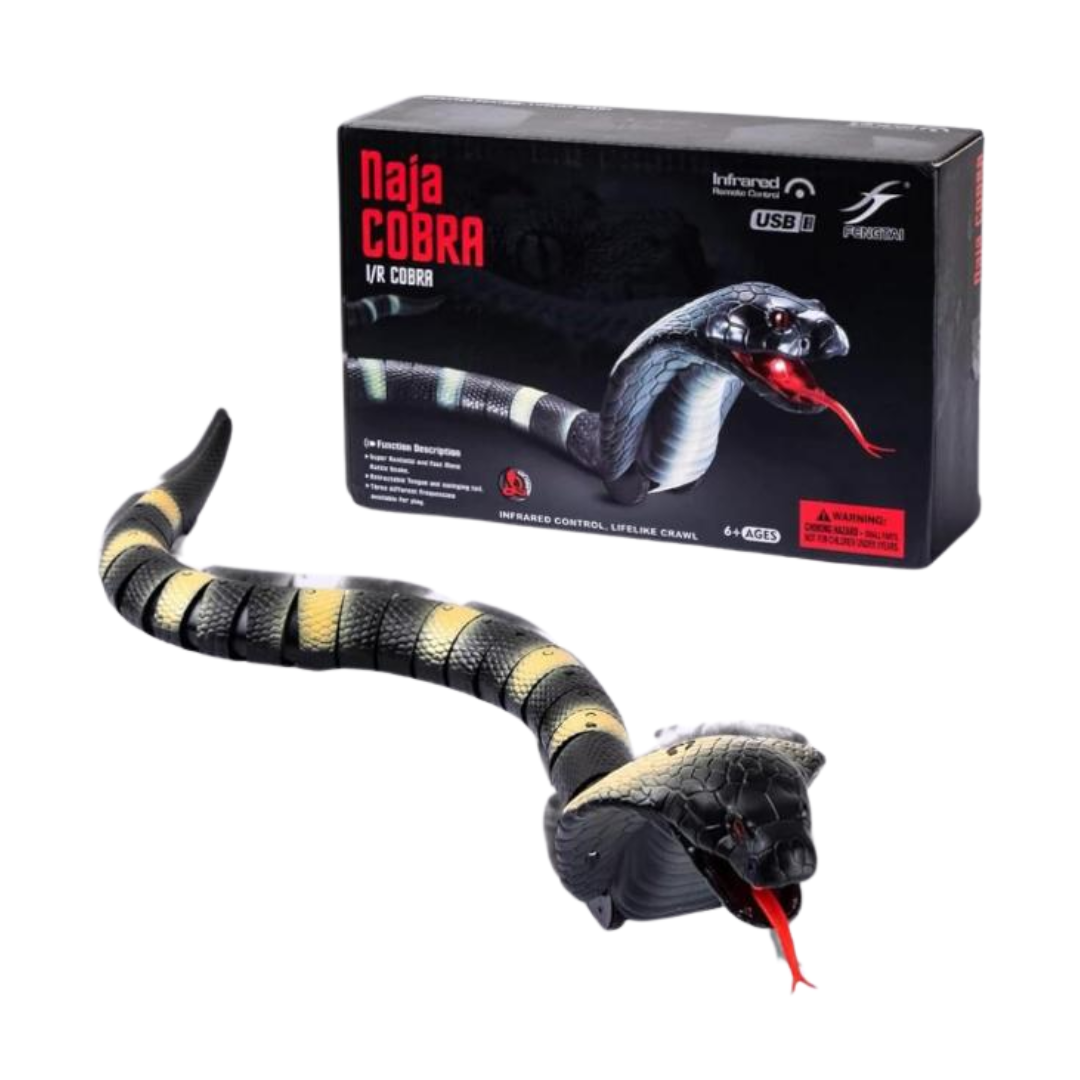 Realistic Remote Control Cobra Snake Toy – Rechargeable with Swinging Tail | Scary Prank Toy