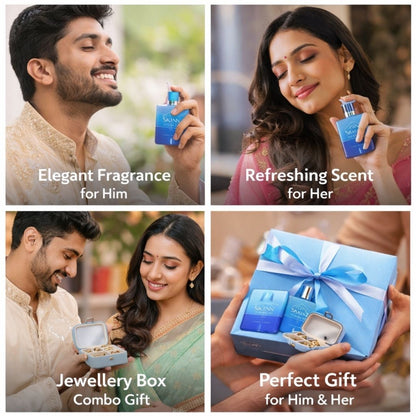 Skinn Amalfi Perfume Combo [Him & Her][90 mL Each] + Mini Jewellery Kit, FREE artificial earring