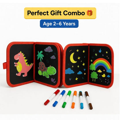 Two magnetic drawing boards with colorful markers on a white background