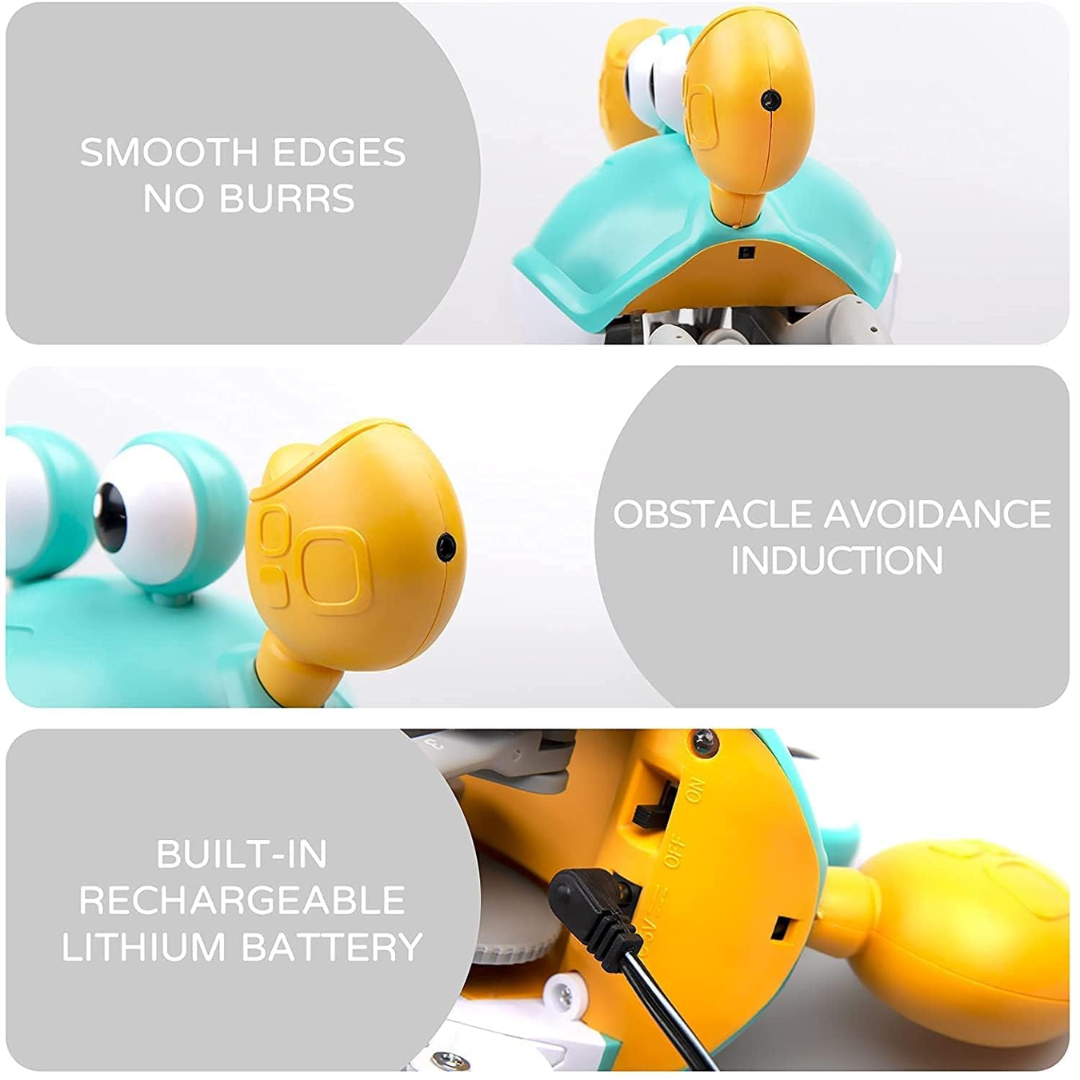Musical Crawling Crab – Rechargeable LED Walking Toy with Obstacle Avoidance for Babies (1 - 7 years)