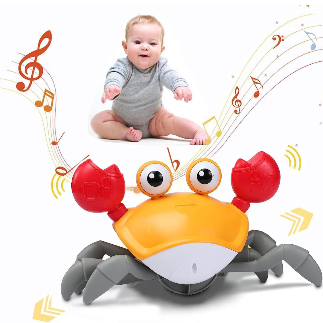 Musical Crawling Crab – Rechargeable LED Walking Toy with Obstacle Avoidance for Babies (1 - 7 years)