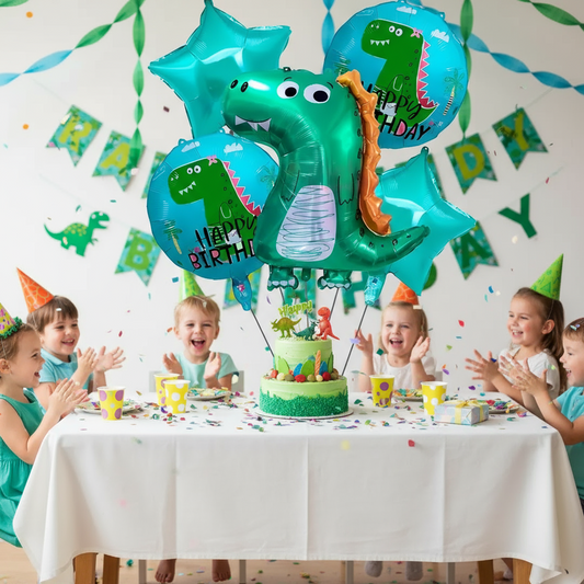 (5 Pieces) Foil Balloon Set - Dino Happy Birthday Party Decoration