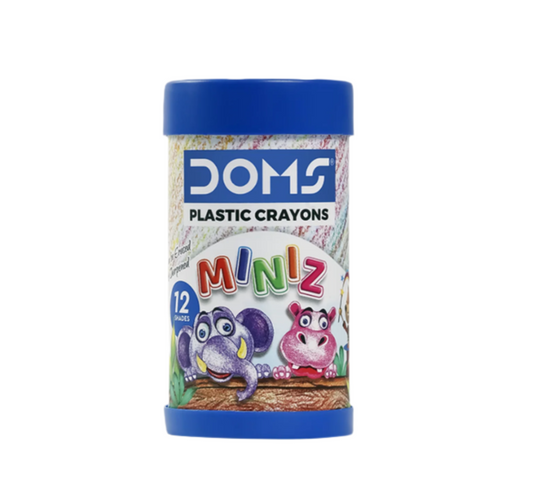 DOMS Plastic Crayons 12 Shades Miniz – Vibrant Colours for Kids’ Art and School Projects