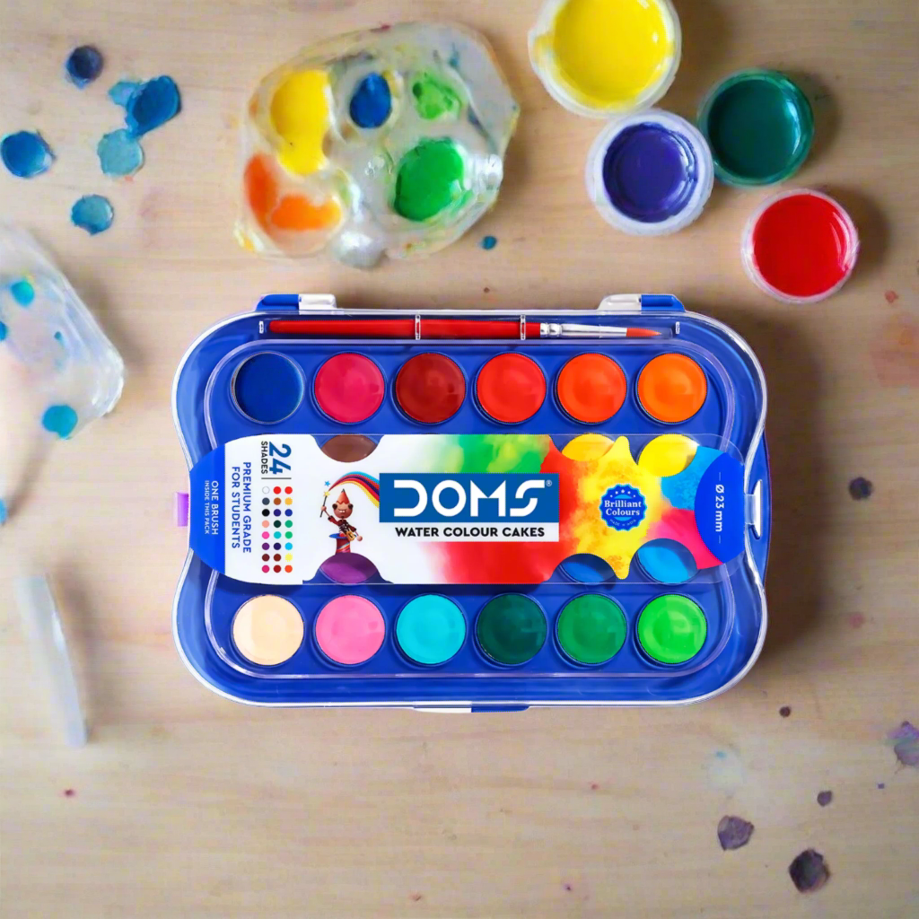 DOMS Water Colour Cake 24 Shades 23 mm - Ideal for Art & Hobby Projects