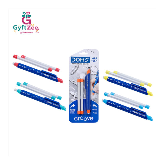 DOMS Groove Retractable Dust-Free Eraser – Smooth, Precise, and Mess-Free for School and Office Use