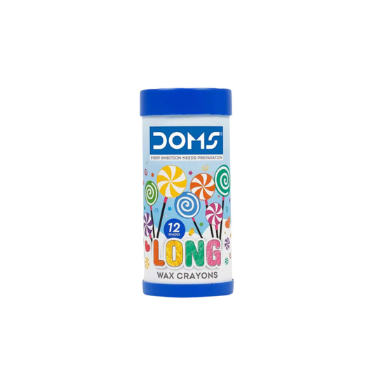 DOMS Long Wax Crayons 12 Shades | Smooth & Vibrant Crayons for Kids, School & Hobby Art