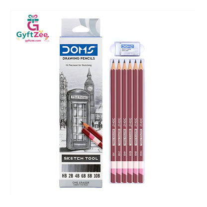 DOMS Drawing Pencil Set of 6 – Professional-Grade Pencils for Artists & Sketching