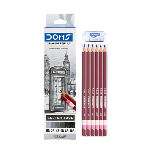DOMS Drawing Pencil Set of 6 – Professional-Grade Pencils for Artists & Sketching
