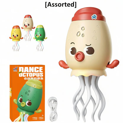 Toy octopus with a red hat and packaging on a white background