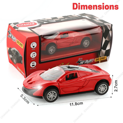 Die-Cast Sports Racer Car | Metal Pull-Back | LED Lights, Realistic Sound & Openable Doors | BIS Approved