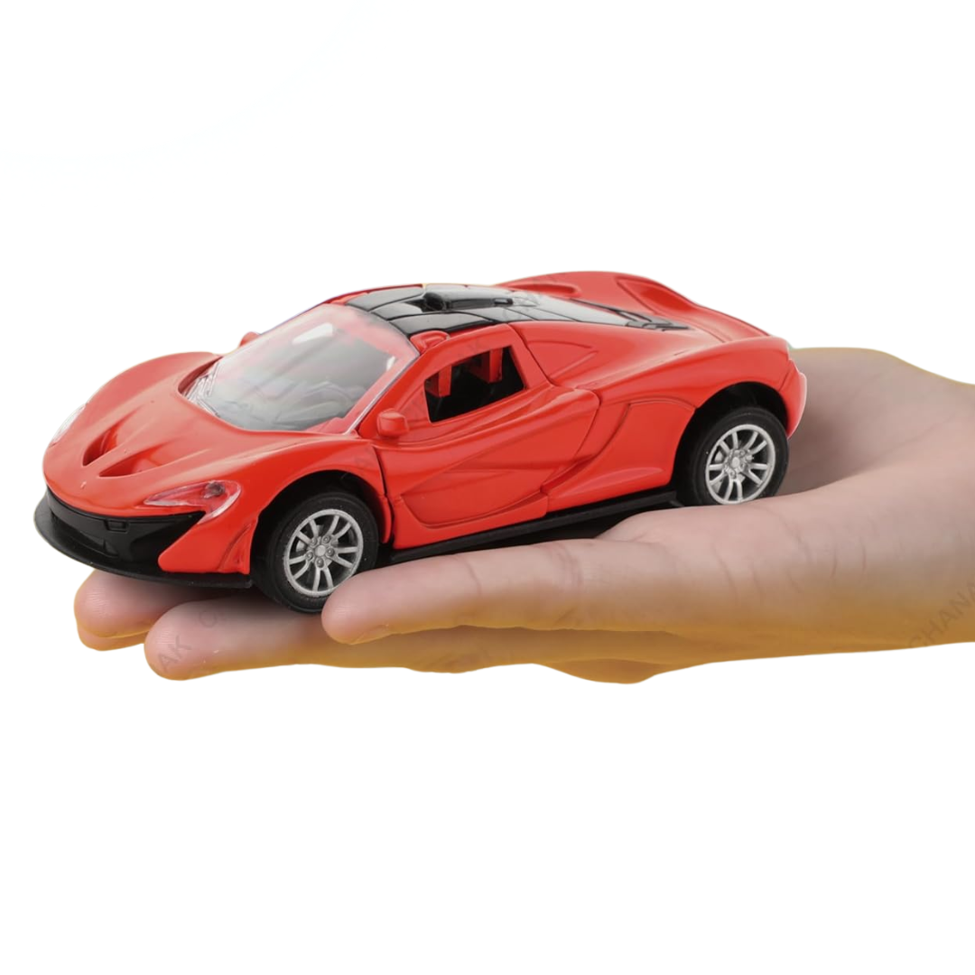 Die-Cast Sports Racer Car | Metal Pull-Back | LED Lights, Realistic Sound & Openable Doors | BIS Approved