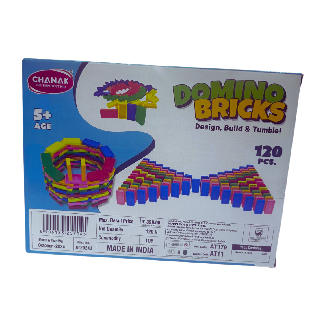 Domino Bricks Set for Kids – 120 Colorful Plastic Pieces | Safe Indoor Educational Toy
