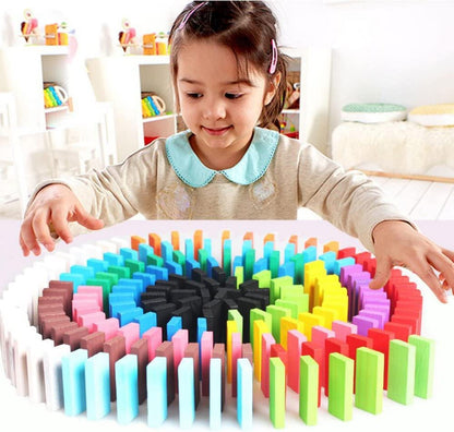 Colorful Domino Blocks 100 Piece Set for Kids | Safe Indoor Game Play and Fun