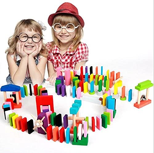 Colorful Domino Blocks 100 Piece Set for Kids | Safe Indoor Game Play and Fun