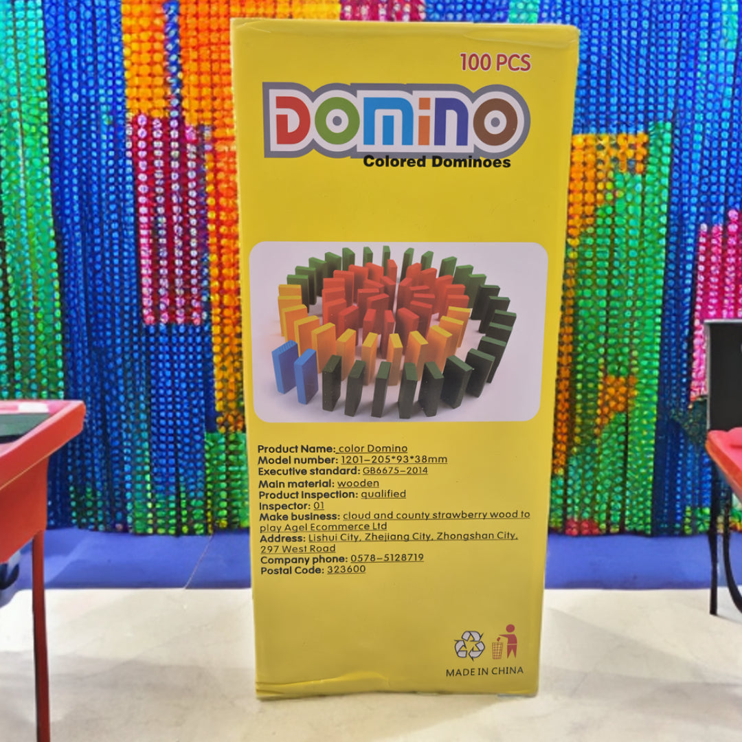 Colorful Domino Blocks 100 Piece Set for Kids | Safe Indoor Game Play and Fun