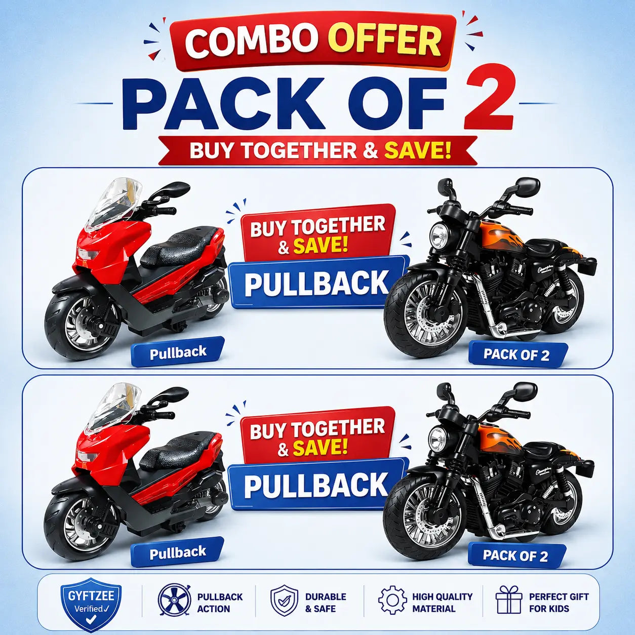 [Racing Combo] [Assorted] Mini Bike + Scooty Pullback