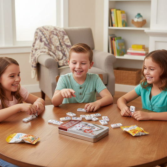 Double 6 Dominoes Game Set for Kids & Family – Classic Color Dot Tiles in Tin Box | Mexican Train, Blocking & Scoring Play