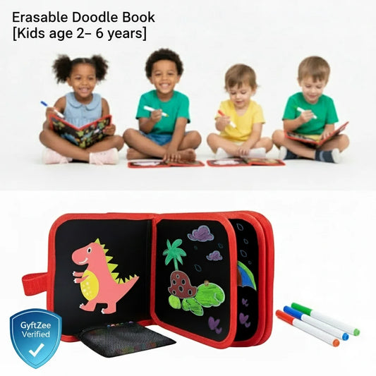 (Radom design) Erasable Doodle Book for Kids (6 sheets and 3 pen) – Reusable