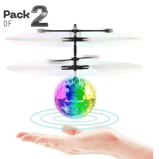 [Pack of 2 - Twins, Random Colors] UFO Crystal Flying Sensor Ball with Light Effects