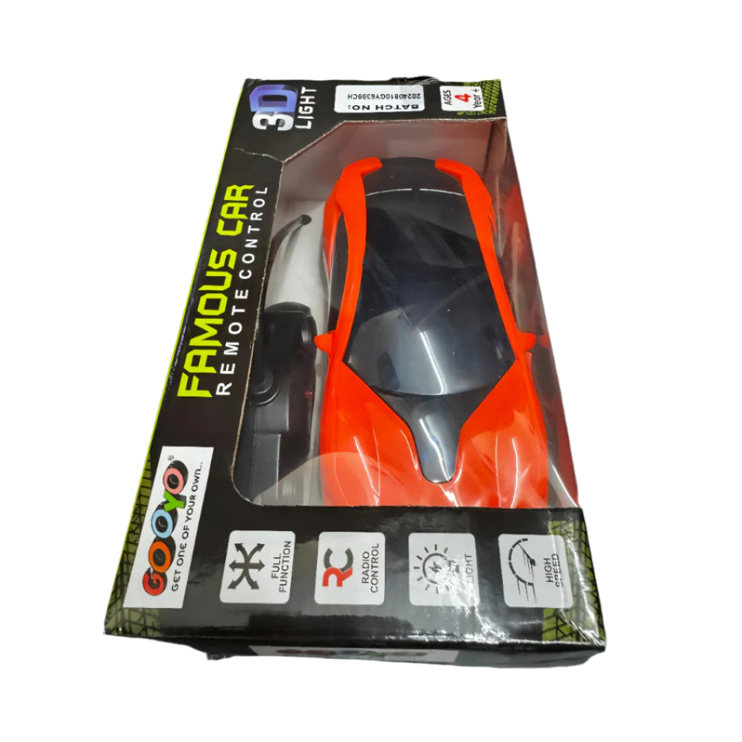 Battery 3D FAMOUS CAR with lighting and remote control features (Random Color)
