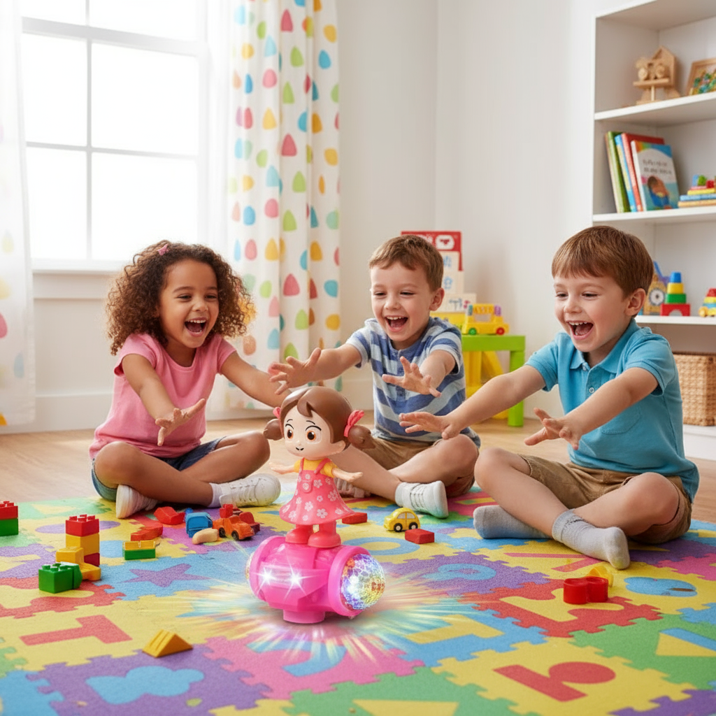 [Pack of 2 - Twins, Random Colors] Fashion Horse & Girl Musical Toy – Rotating Dancing | Lights & Sound