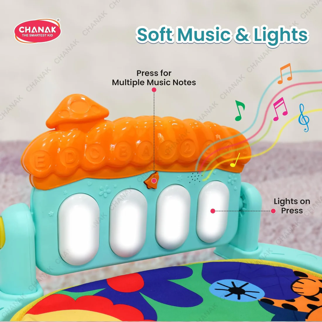 [Random design] Piano Fitness Rack for Babies | Soft Musical Activity Gym with Hanging Toys & Kick Piano