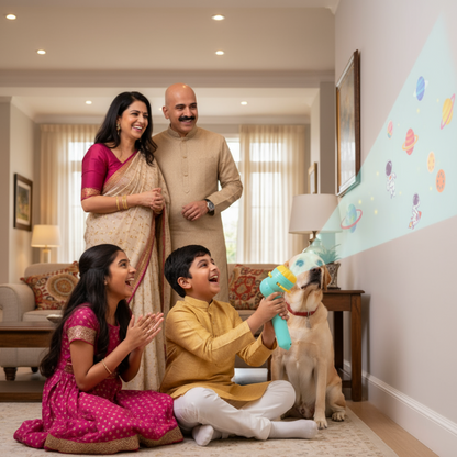 [Random color] 3 slides Mini Flashlight Projector Torch for Kids - Interactive Light Show & Nightlight