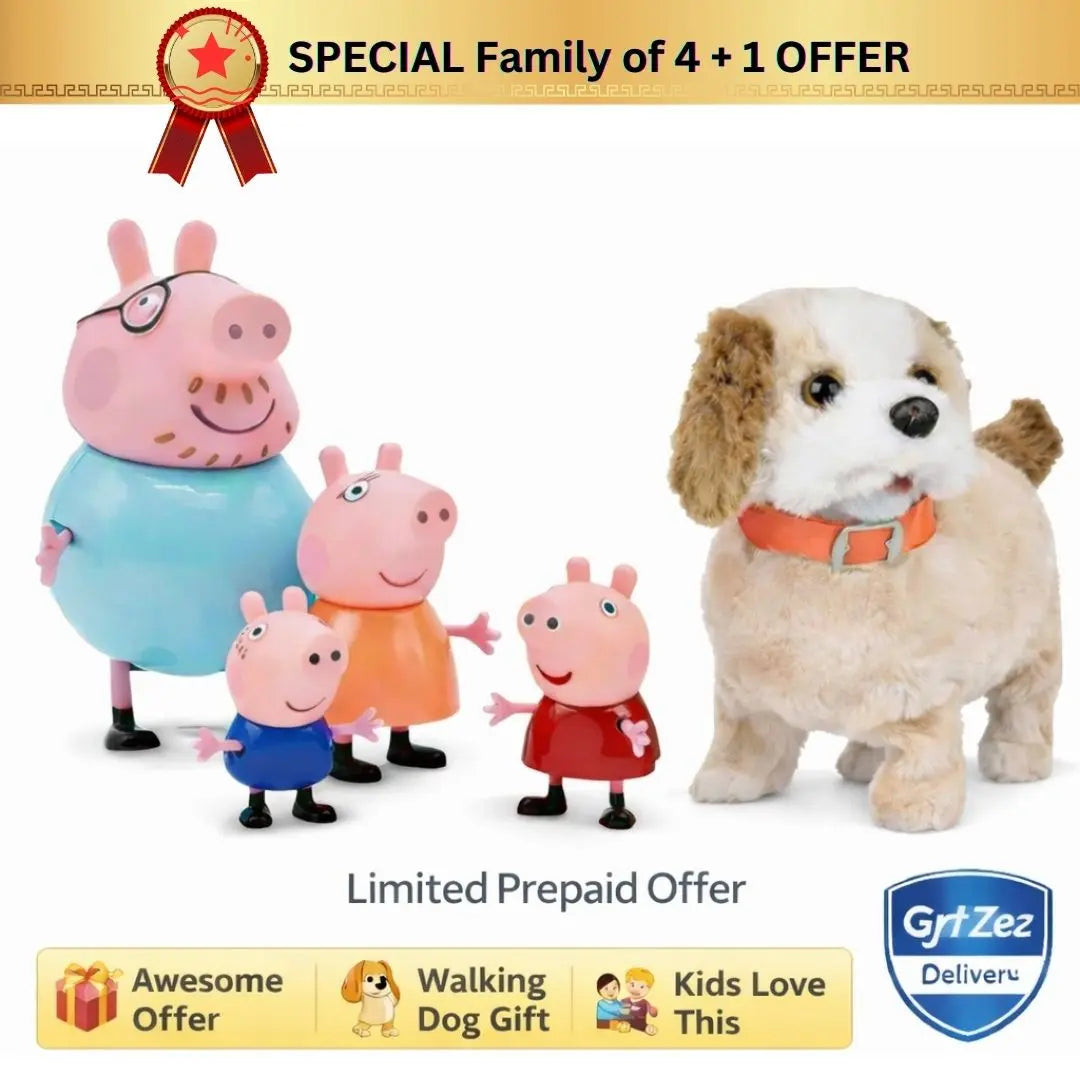 Peppa Pig Family | Pack of 4 Figures + Camera Projector Keychain
