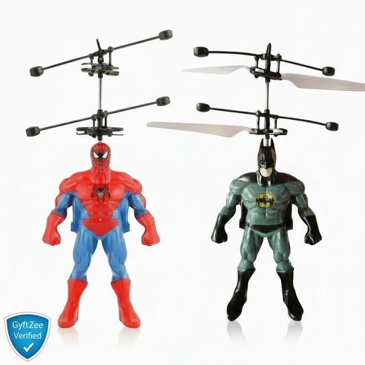 Two superhero-themed, one resembling Spider-Man and the other resembling Batman, on a white background.