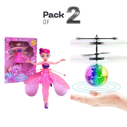 [Pack of 2 - Twins, Random Colors] Flying Doll and UFO Crystal Ball | Hand Sensor Toy