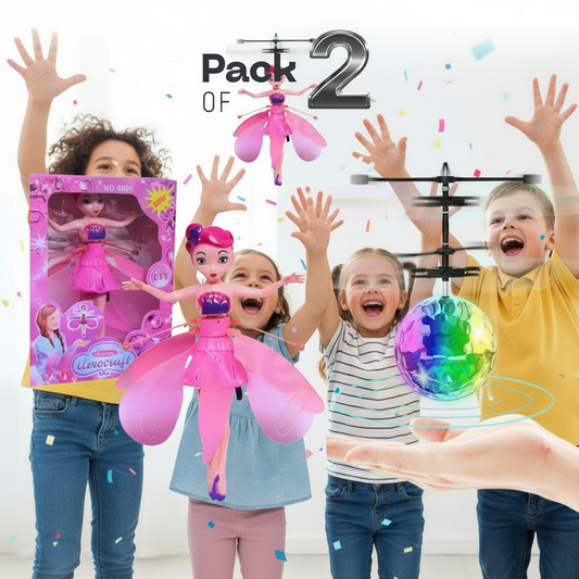 [Pack of 2 - Twins, Random Colors] Flying Hand Sensor Doll and UFO Crystal Ball