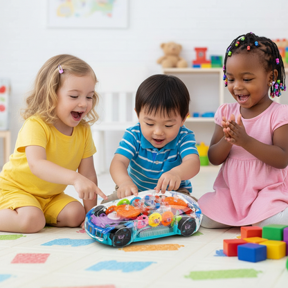 Gear Display Transparent Car | 360° Lights & Music [Kids 2-7 years]