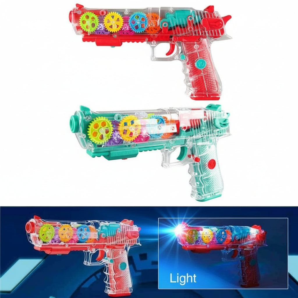 [Random color] Transparent Gear Gun | Lights & Sound [Kids 2+ years]