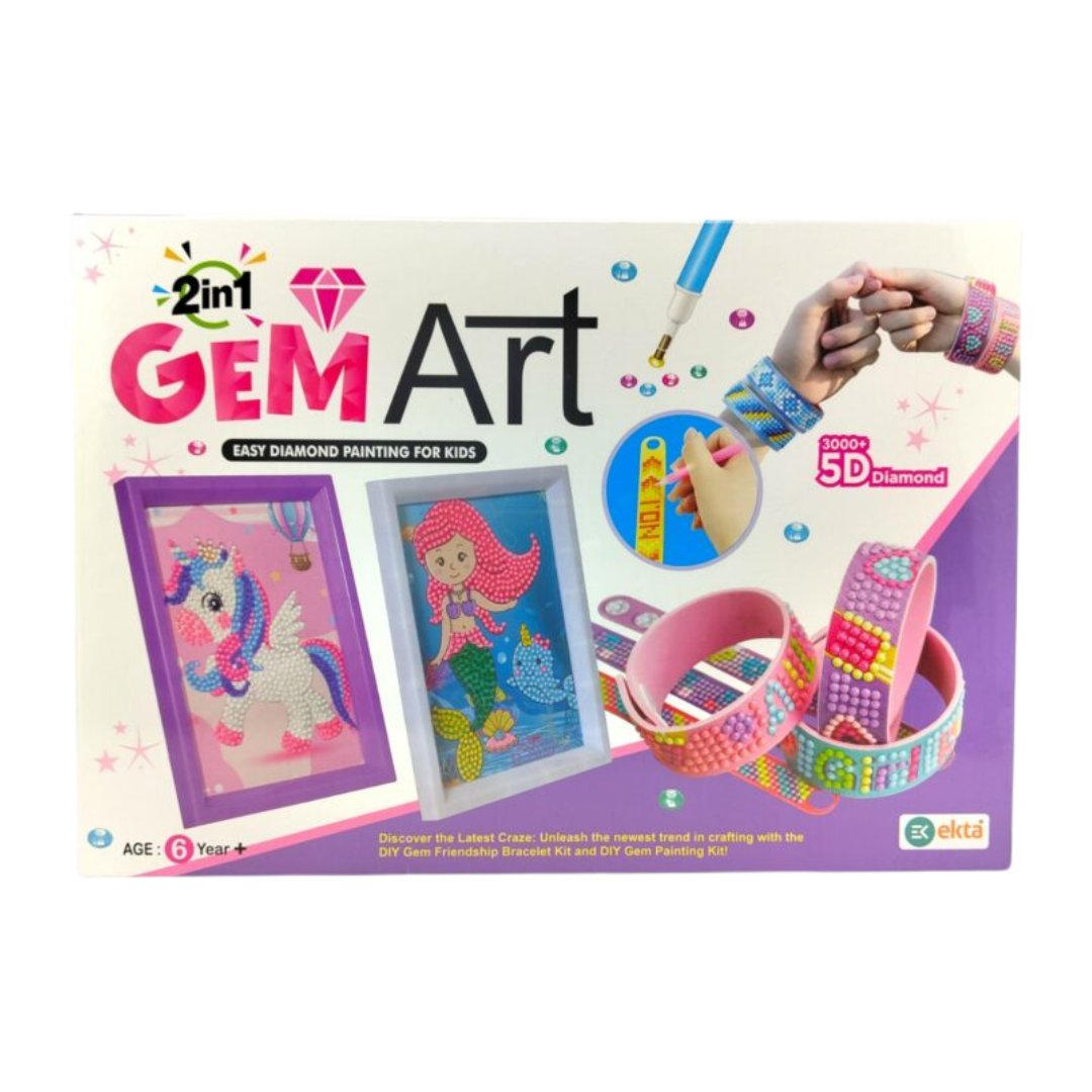 [Random color 1 unicorn pencil] PLUS  2-in-1 Gem Art Kit with 3000+ 5D Diamonds – DIY Painting