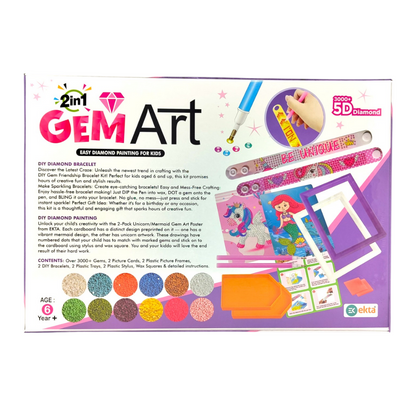 [Random color 1 unicorn pencil] PLUS  2-in-1 Gem Art Kit with 3000+ 5D Diamonds – DIY Painting