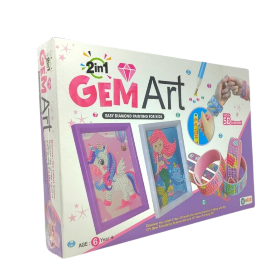 [Random color 1 unicorn pencil] PLUS  2-in-1 Gem Art Kit with 3000+ 5D Diamonds – DIY Painting